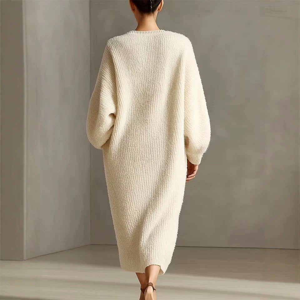 Kate - Women's Fuzzy Oversized Long Sleeve Sweater Dress 4