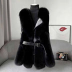 Katerina - Women’s Belted Long Faux Fur Vest 2