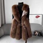 Katerina - Women’s Belted Long Faux Fur Vest 3