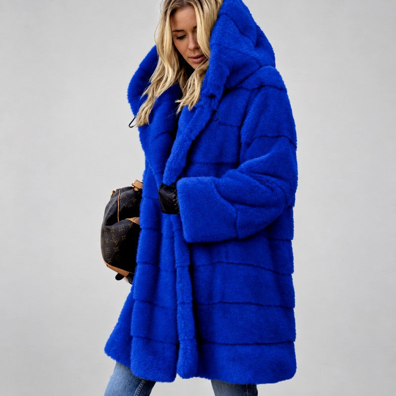 Katharine - Women's Oversized Faux Fur Coat with Hood 4