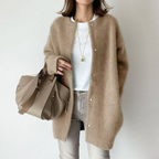 Lauren - Women's Button-Front Wool Cardigan with Relaxed Fit