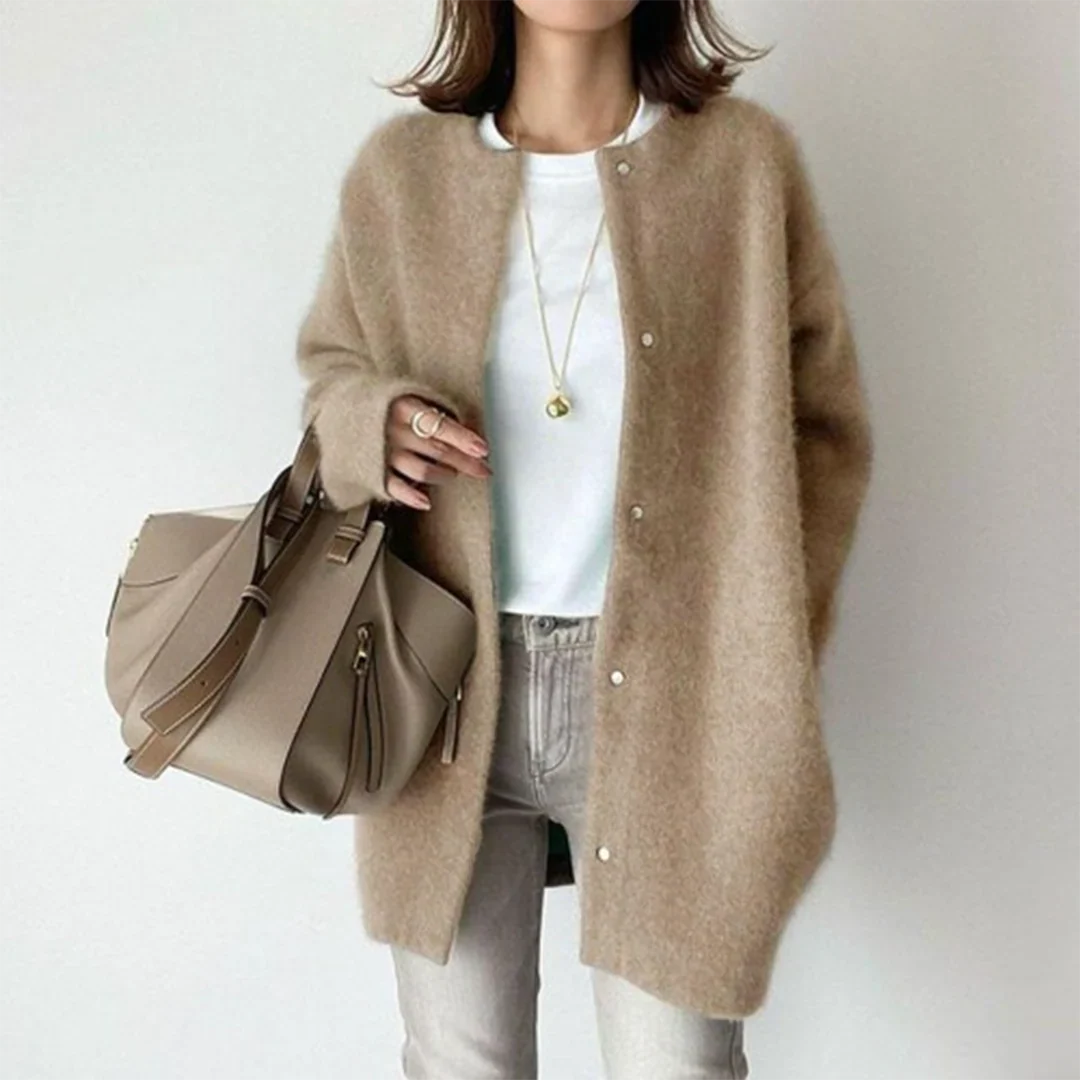Lauren - Women's Button-Front Wool Cardigan with Relaxed Fit