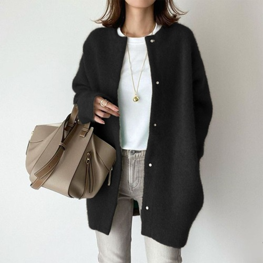 Lauren - Women's Button-Front Wool Cardigan with Relaxed Fit