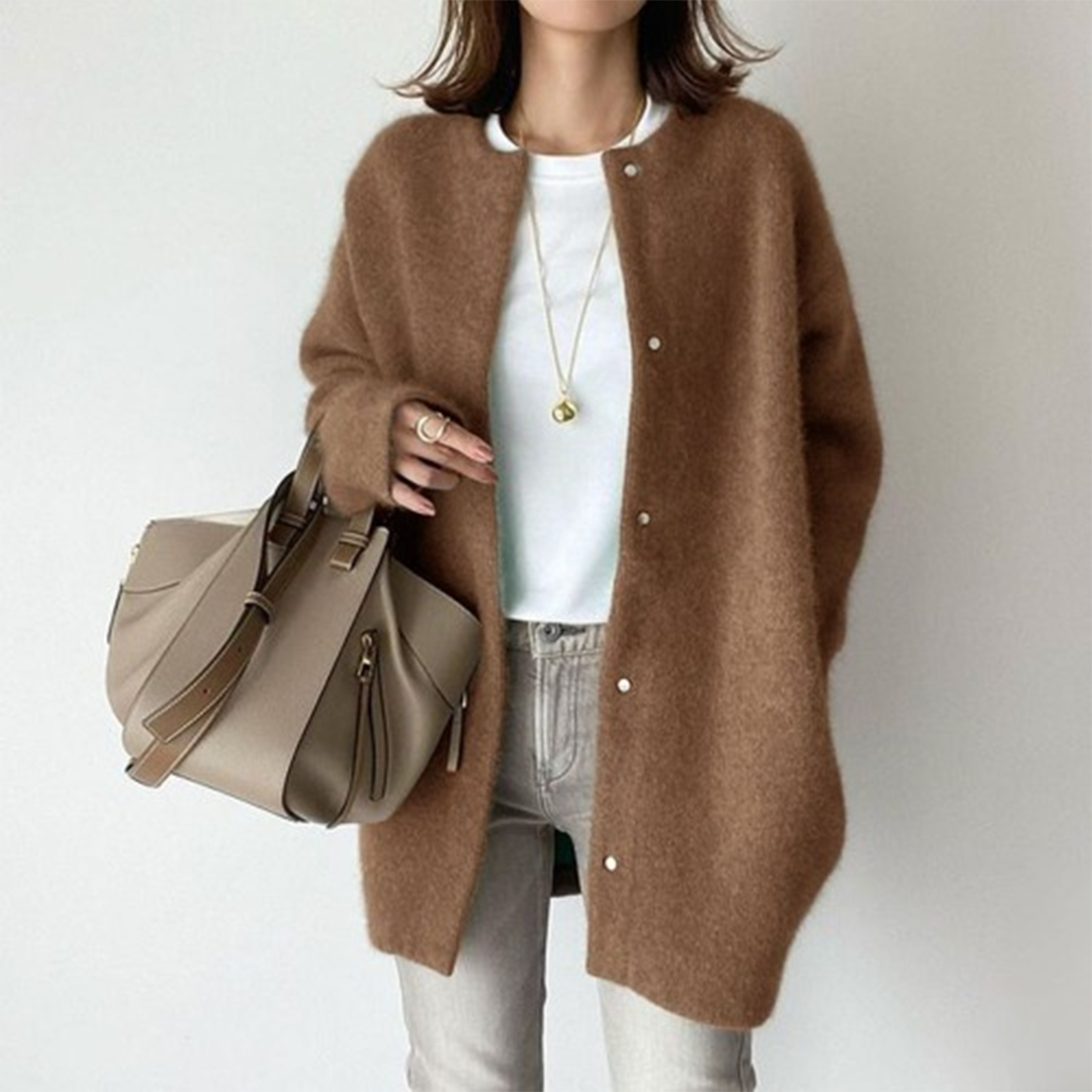 Lauren - Women's Button-Front Wool Cardigan with Relaxed Fit