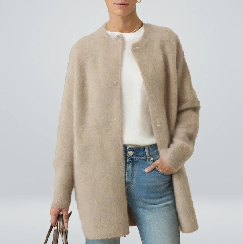Lauren - Women's Button-Front Wool Cardigan with Relaxed Fit