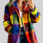 Lauren - Women's Fuzzy Plaid Button Front Coat 3