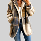 Lauren - Women's Fuzzy Plaid Button Front Coat 6