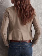 Lavinia - Women's Embroidered Stand Collar Jacket with Braided Trim