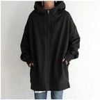 Leila - Women's Oversized Zip Hoodie with Drawstring Hood