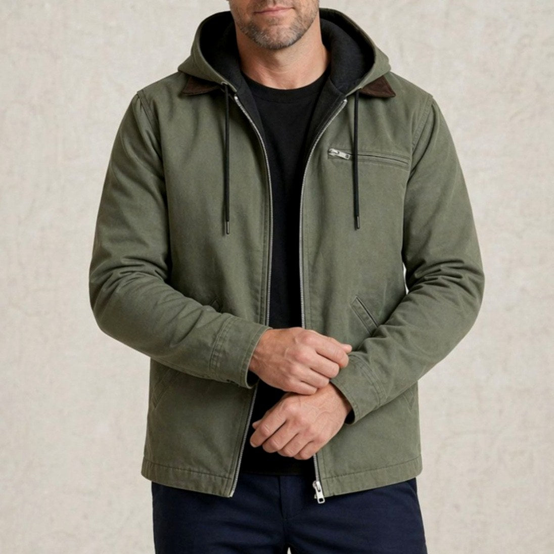 Liam - Men's Zip-Front Jacket with Drawstring Hood 7