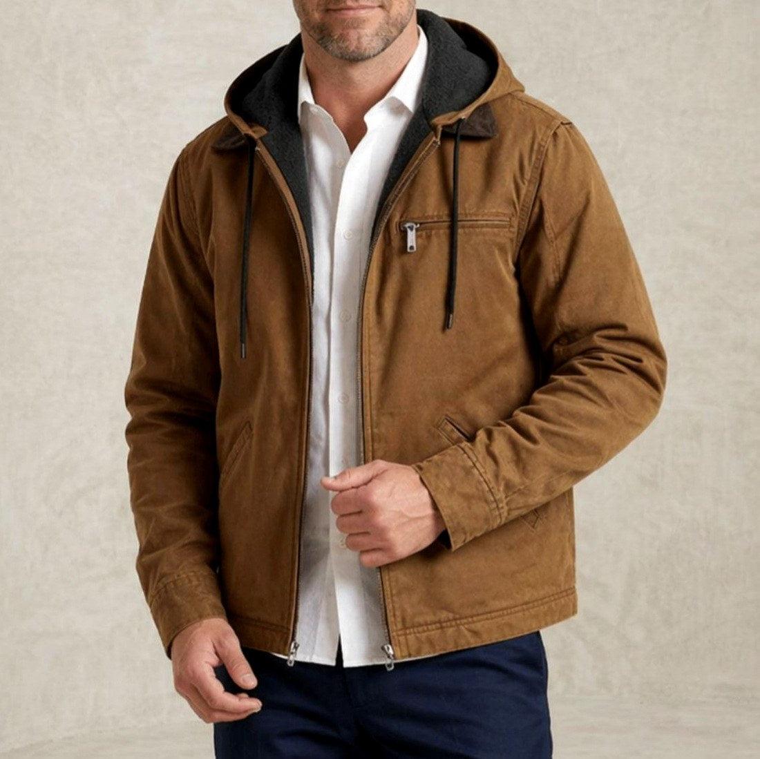 Liam - Men's Zip-Front Jacket with Drawstring Hood 8