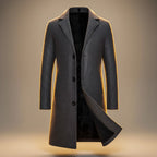 Lincoln - Men's Button-Front Wool Coat with Notch Lapel