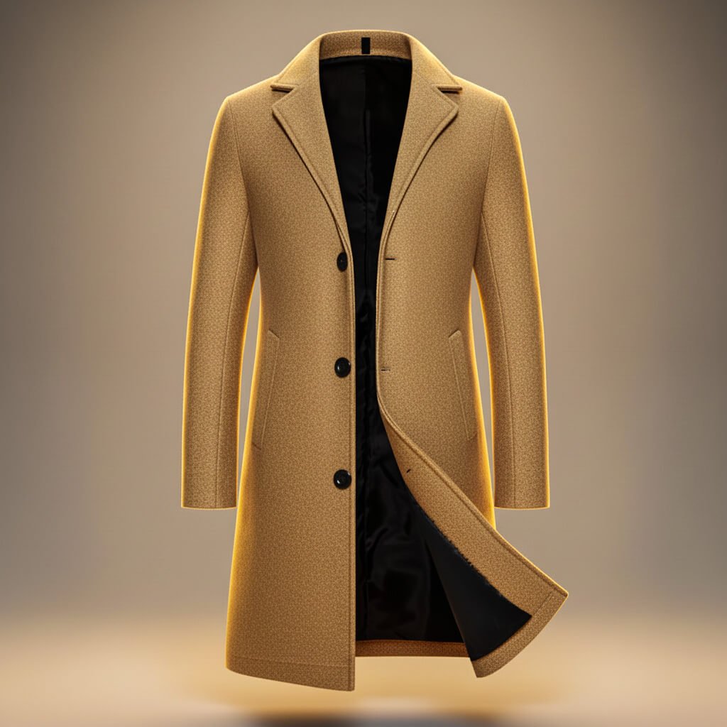 Lincoln - Men's Button-Front Wool Coat with Notch Lapel