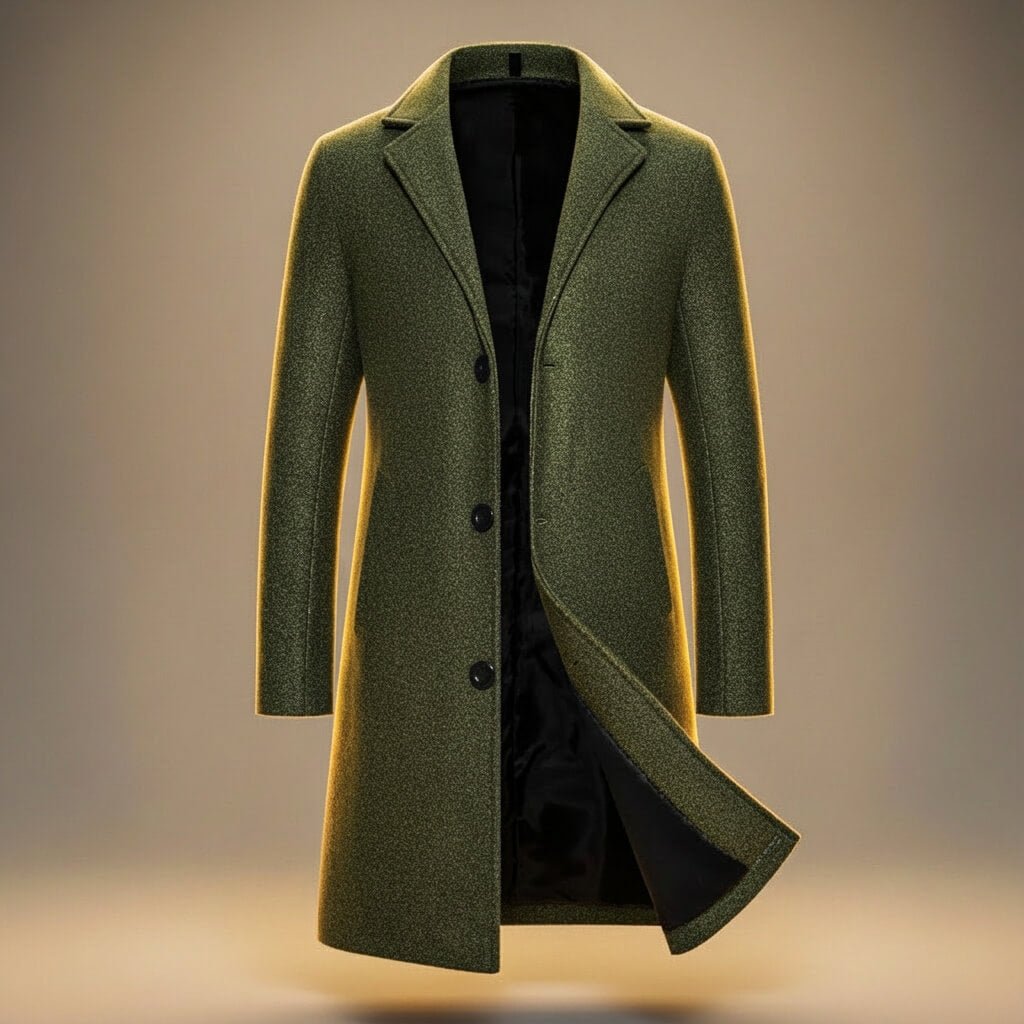 Lincoln - Men's Button-Front Wool Coat with Notch Lapel