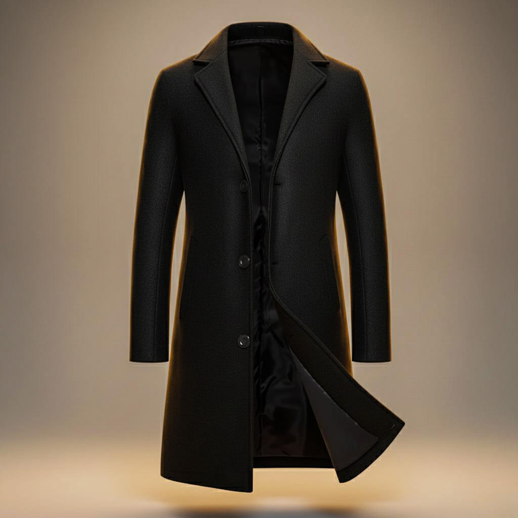 Lincoln - Men's Button-Front Wool Coat with Notch Lapel