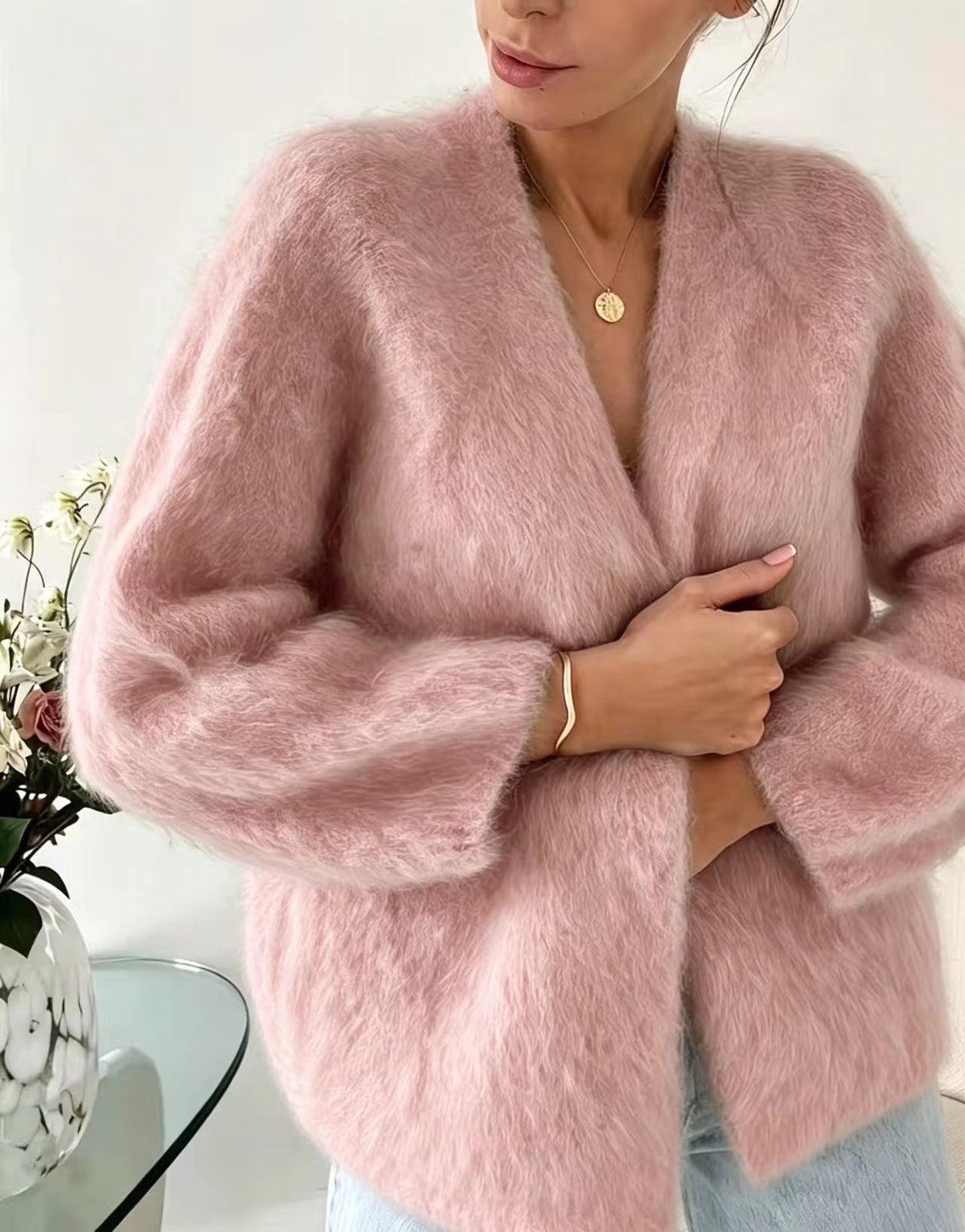 Lis - Women’s Fuzzy Relaxed Fit Cardigan 1