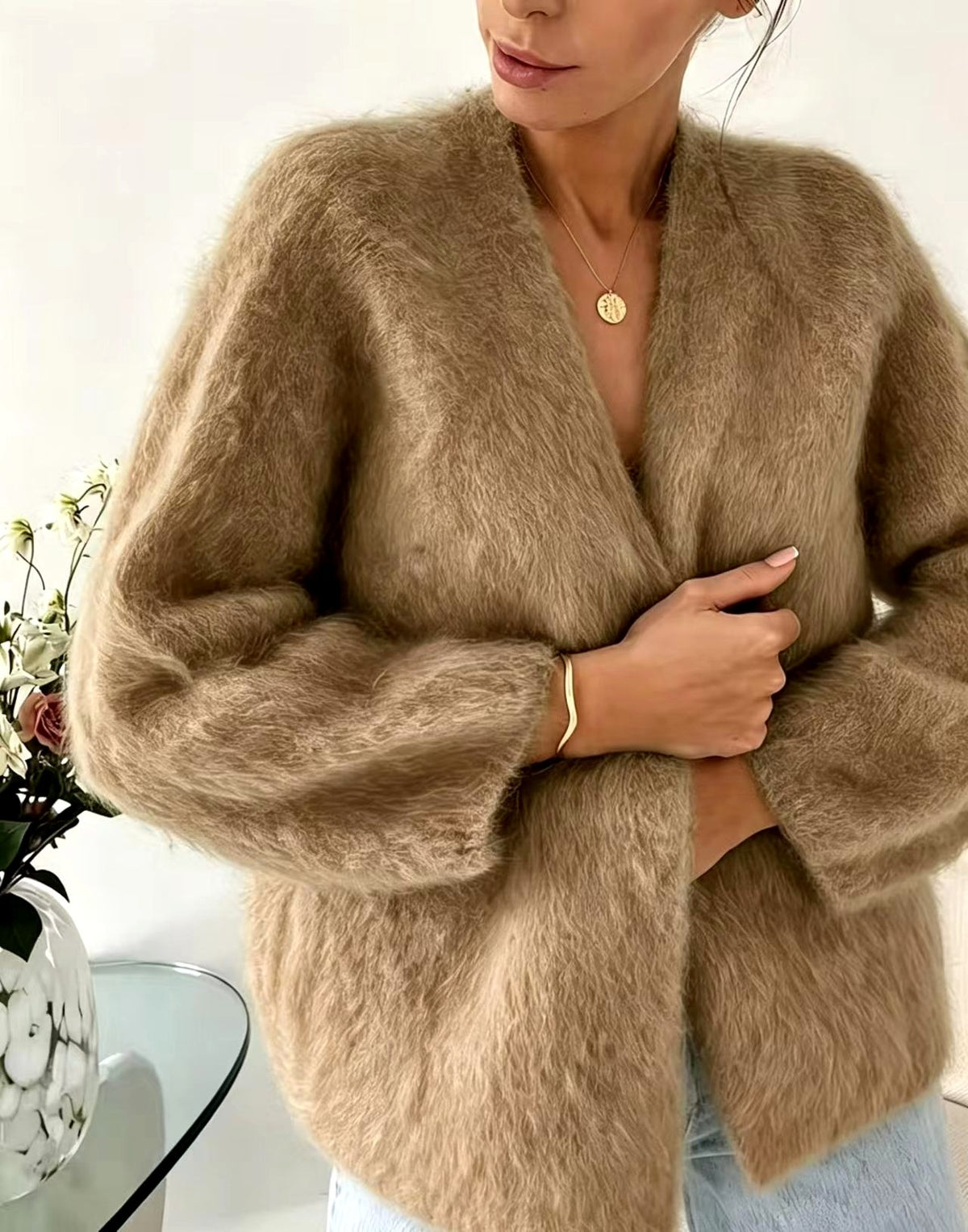 Lis - Women’s Fuzzy Relaxed Fit Cardigan 2