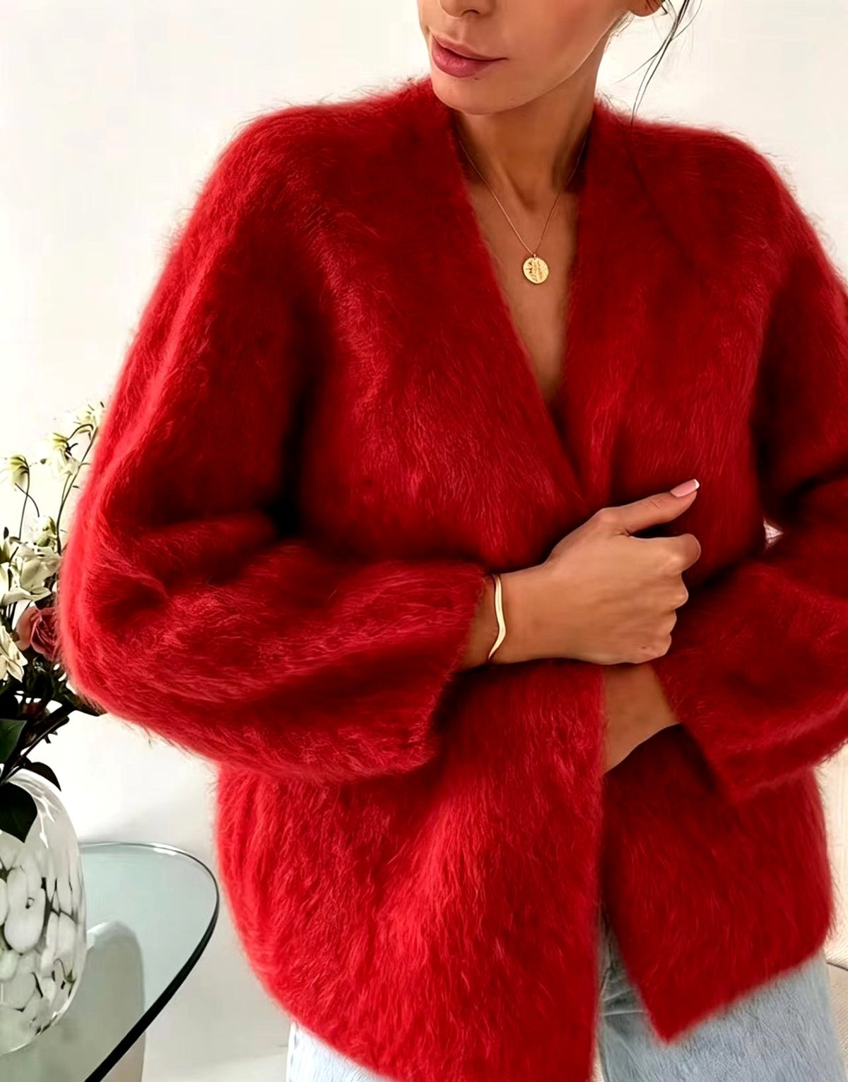 Lis - Women’s Fuzzy Relaxed Fit Cardigan 4