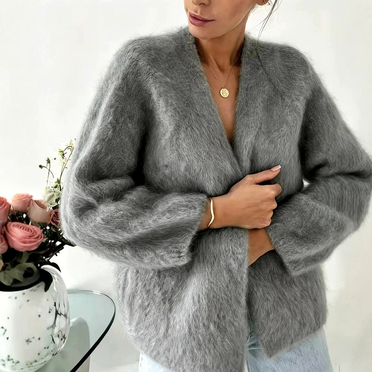Lis - Women’s Fuzzy Relaxed Fit Cardigan 6