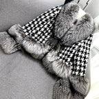 Livia - Women’s Houndstooth Faux Fur Belted Coat 4