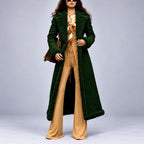 Liza - Women's Long Textured Trim A-Line Coat 3