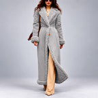 Liza - Women's Long Textured Trim A-Line Coat 5