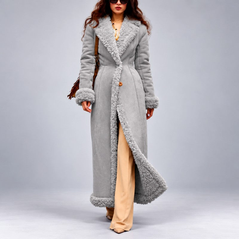 Liza - Women's Long Textured Trim A-Line Coat 5