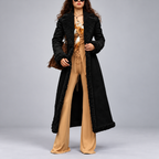Liza - Women's Long Textured Trim A-Line Coat 8