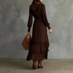 Loredana - Women's Lace Trim Bishop Sleeve Boho Maxi Dress 4