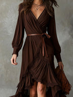 Loredana - Women's Lace Trim Bishop Sleeve Boho Maxi Dress 5