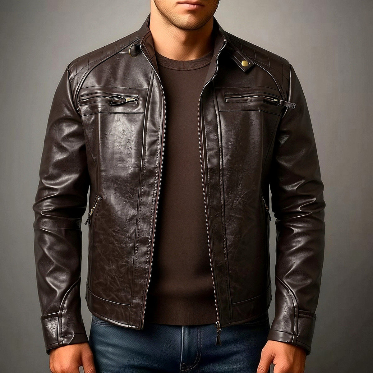 Lorenzo - Men's Multi Pocket Leather Jacket 2