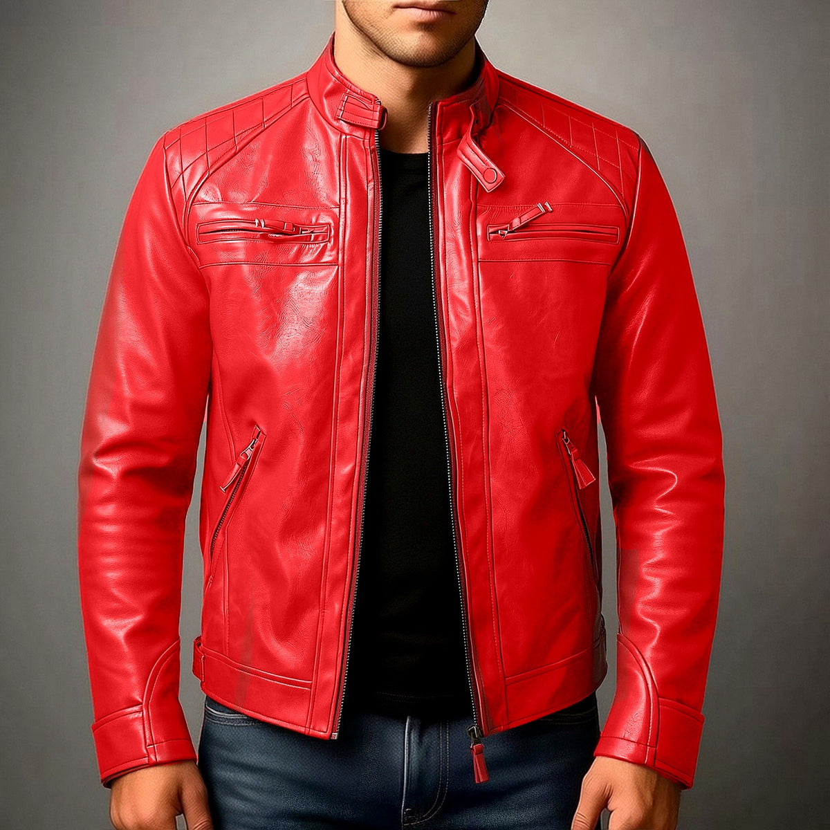 Lorenzo - Men's Multi Pocket Leather Jacket 3