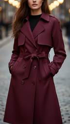 Lorraine - Women's Double-Breasted Belted Trench Coat