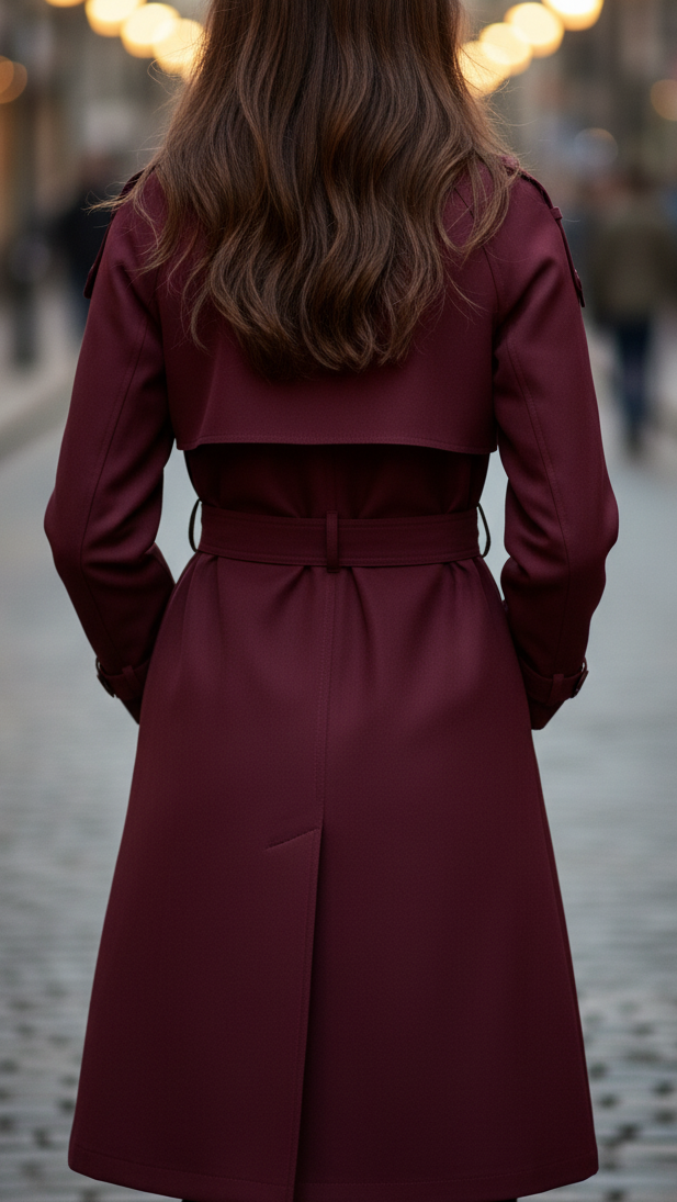 Lorraine - Women's Double-Breasted Belted Trench Coat