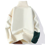 Lucas - Men's Patchwork Turtleneck Sweater with Cable-Knit Panels