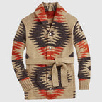 Luke - Men's Aztec-Print Cardigan with Shawl Collar