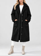 Mabel - Women's Teddy Coat with Notch Collar and Button Front