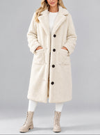 Mabel - Women's Teddy Coat with Notch Collar and Button Front