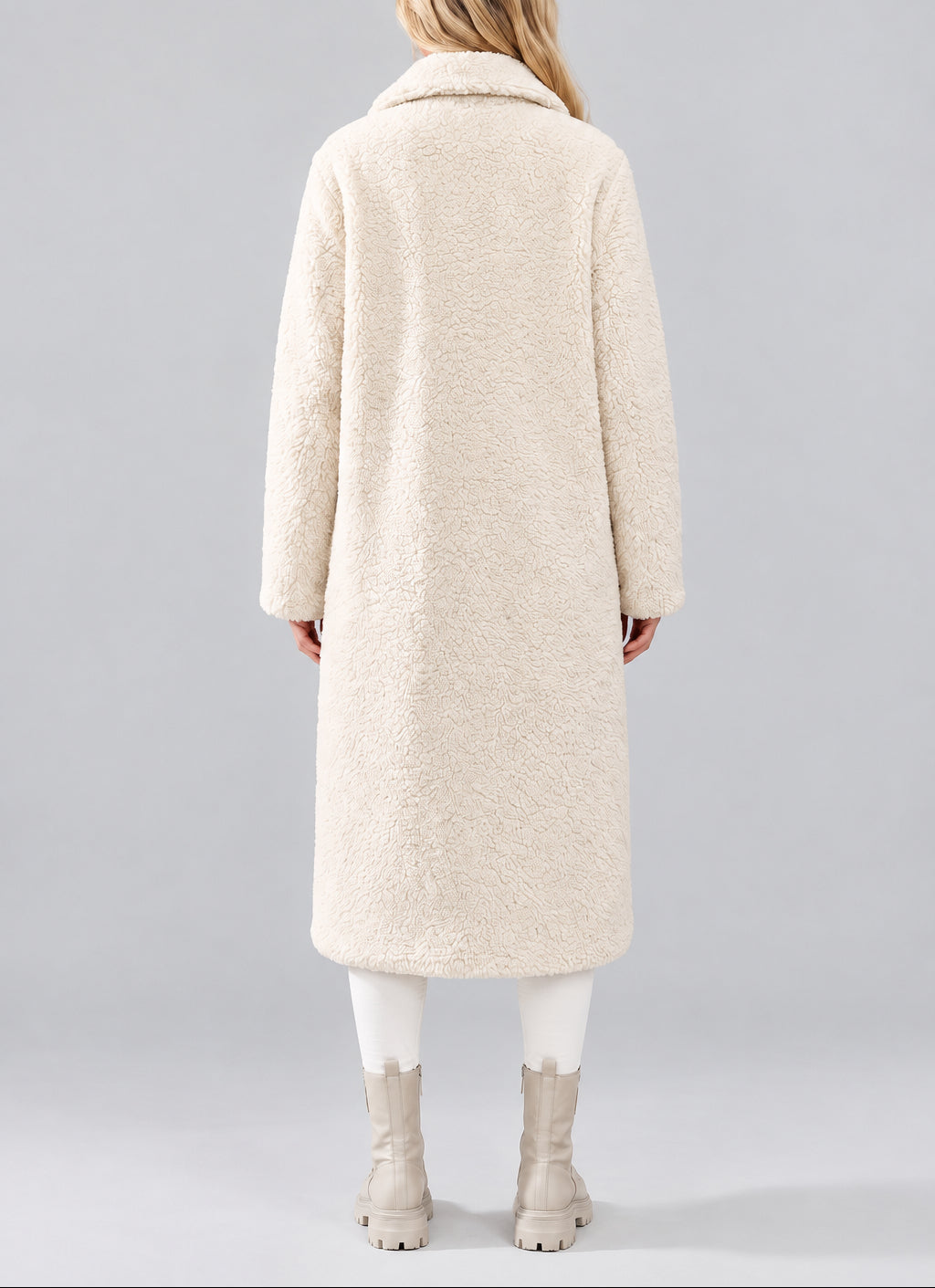 Mabel - Women's Teddy Coat with Notch Collar and Button Front