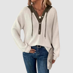 Magnolia - Women's Waffle-Knit Hoodie with Button Front