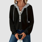 Magnolia - Women's Waffle-Knit Hoodie with Button Front