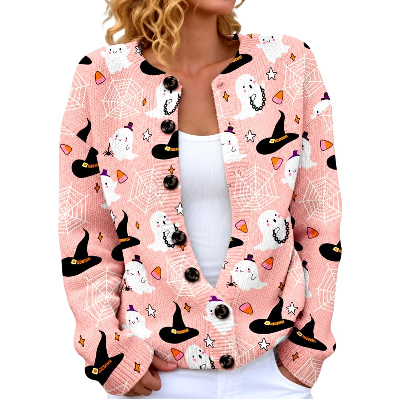 Mara - Women's Halloween Printed Long Sleeve Cardigan 2