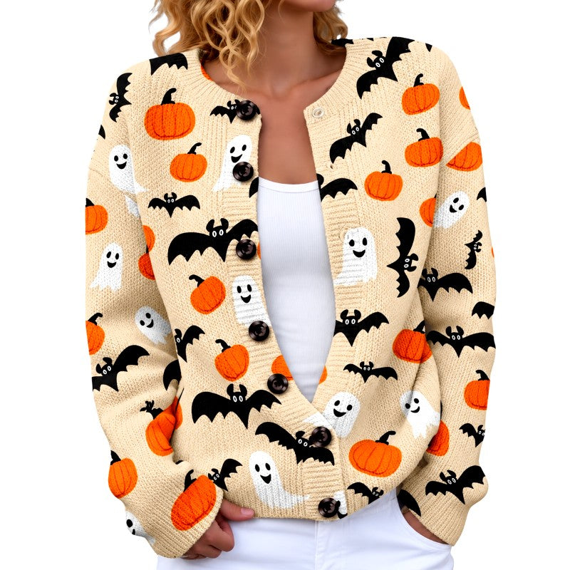 Mara - Women's Halloween Printed Long Sleeve Cardigan 3