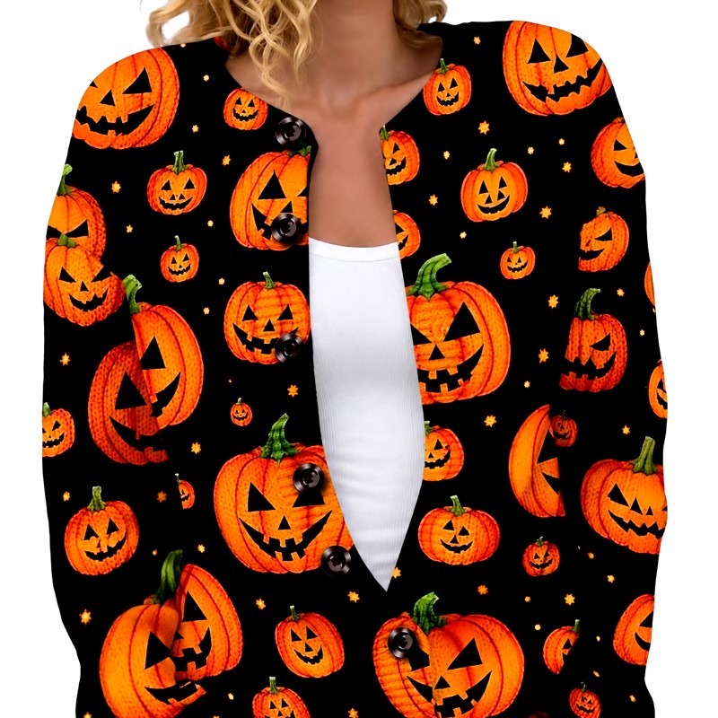 Mara - Women's Halloween Printed Long Sleeve Cardigan 4