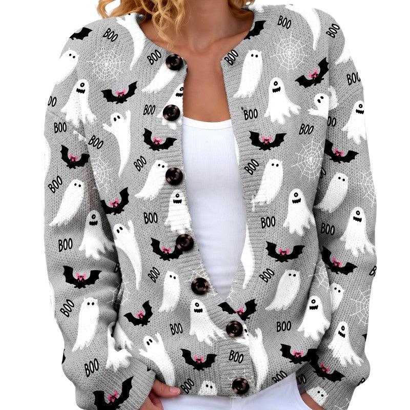 Mara - Women's Halloween Printed Long Sleeve Cardigan 5