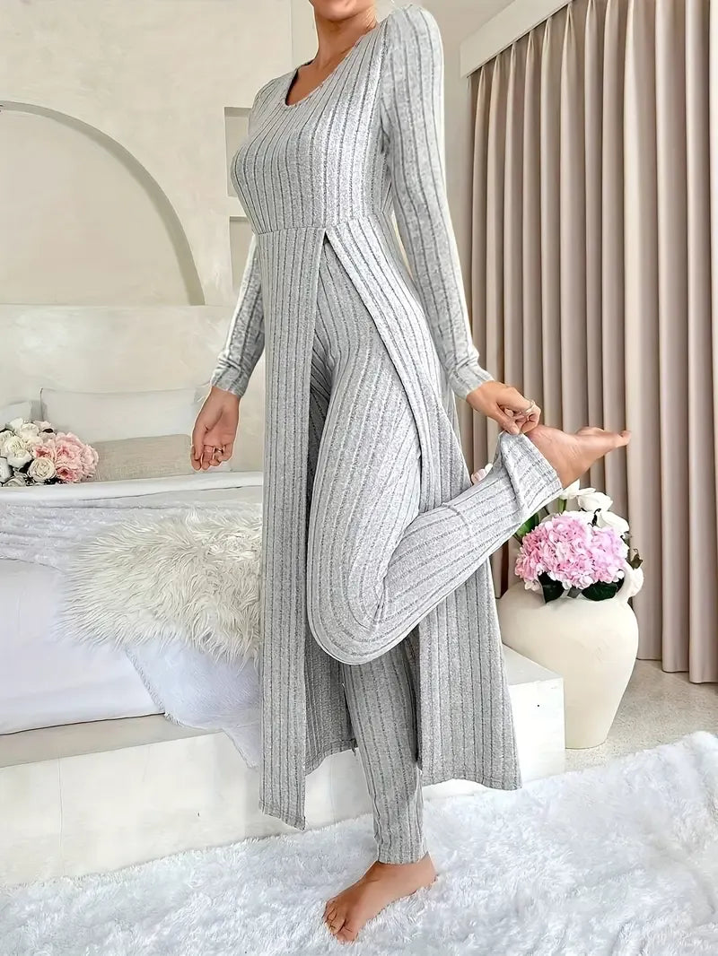 Marcella - Women's Ribbed Long-Sleeve Lounge Set