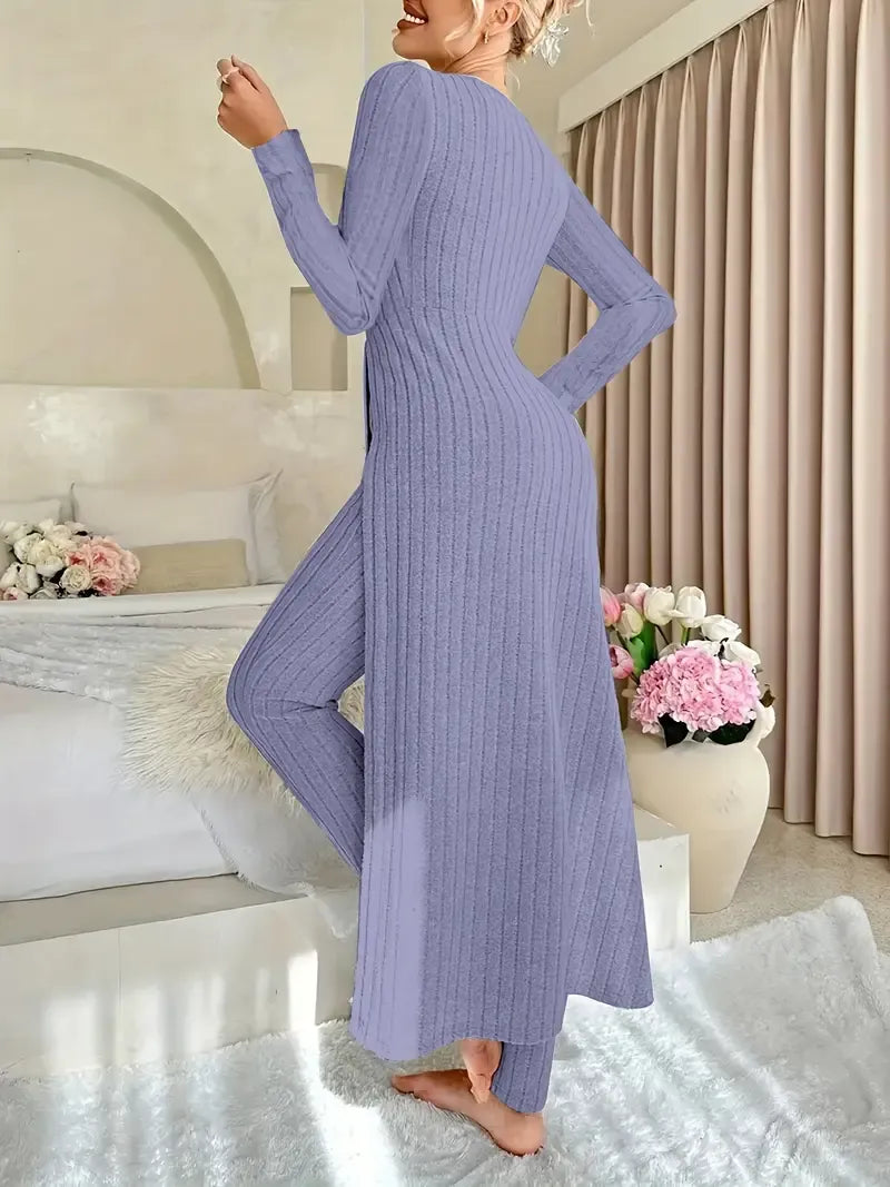 Marcella - Women's Ribbed Long-Sleeve Lounge Set