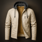Marcus - Men's Quilted Leather Jacket with Removable Hood