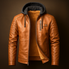 Marcus - Men's Quilted Leather Jacket with Removable Hood