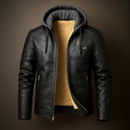 Marcus - Men's Quilted Leather Jacket with Removable Hood